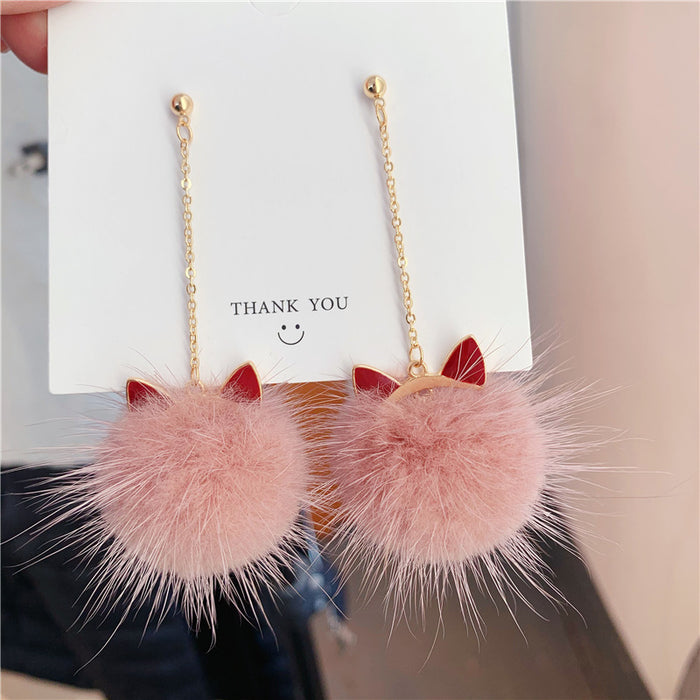 Wholesale Earrings Mink Plush Cute Cat Tassels JDC-ES-ABL009