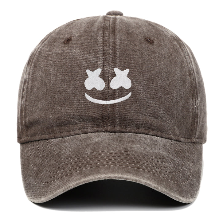 Wholesale Hat Cotton Smiley Embroidered Washed Distressed Baseball Cap JDC-FH-CSheng004