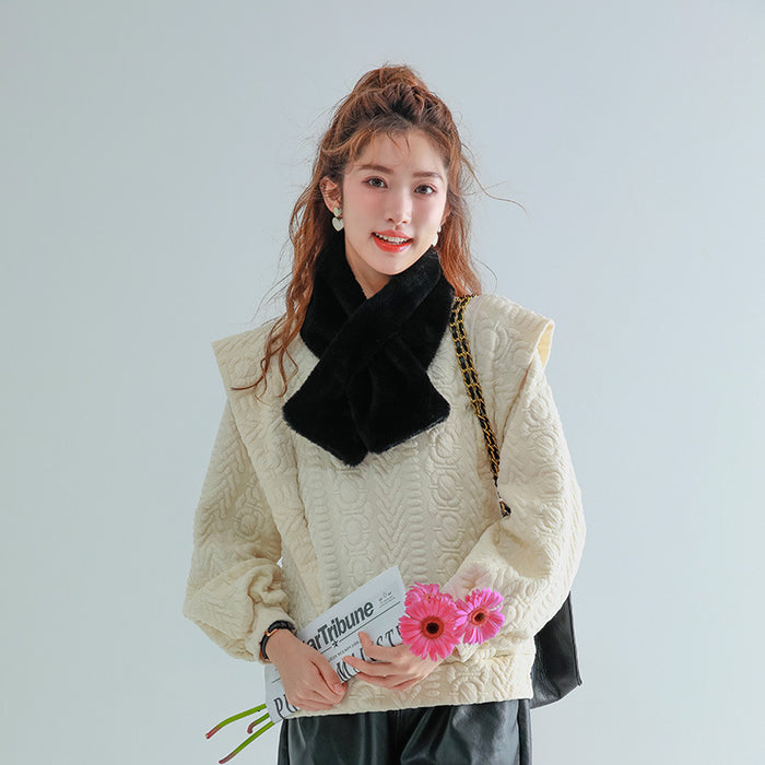 Wholesale Scarf Polyester Autumn Winter Solid Color Soft Imitation Rabbit Fur Scarf MOQ≥2 JDC-SF-Zhetuo001