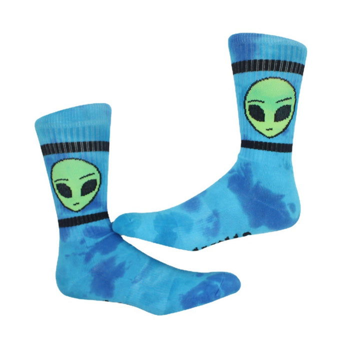 Wholesale Sock Cotton Alien Avatar Blue Tie Dye MOQ≥2 JDC-SK-MuQing002