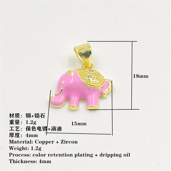 Wholesale Necklace Copper Inlaid Zircon Elephant Pendant Color Preservation MOQ≥2 JDC-NE-ZIYN011