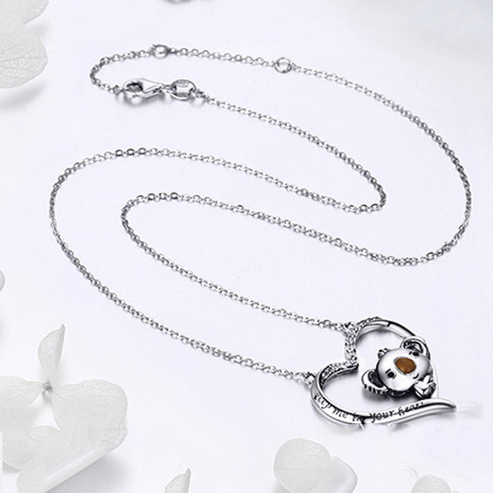 Wholesale Diamond Cute Koala Heart Necklace for Women JDC-NE-XunO013