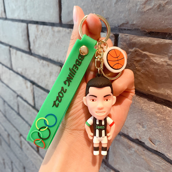 Keychains al por mayor para mochilas del futbolista de la Copa Mundial Cartoon PVC Keychain JDC-KC-Oshi023