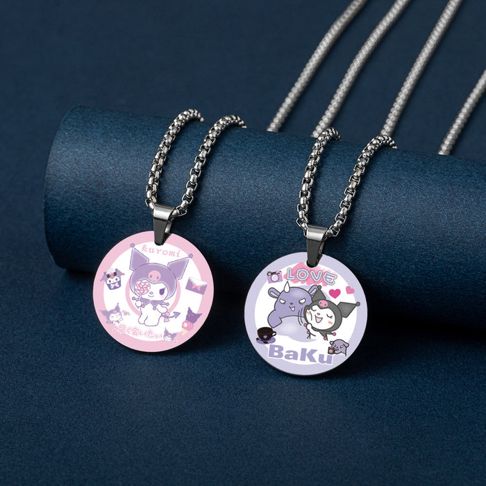 Wholesale Necklace Stainless Steel Cute Cartoon Round Color Printing MOQ≥2 (S) JDC-NE-HuanYu007