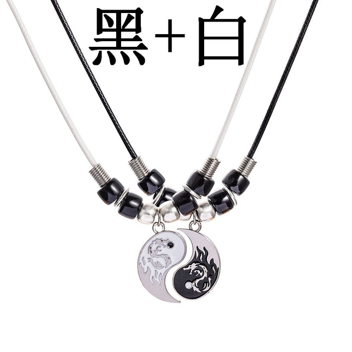 Wholesale Necklace Alloy Diamond Black and White Tai Chi Gossip MOQ≥2 JDC-NE-YinH041