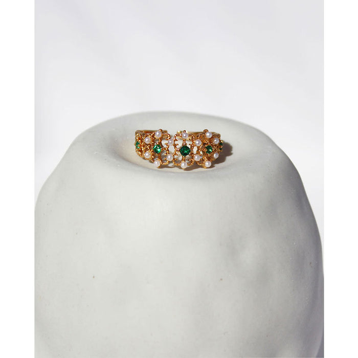 Wholesale Ring Copper Inlaid Pearls JDC-RS-BaoLi067
