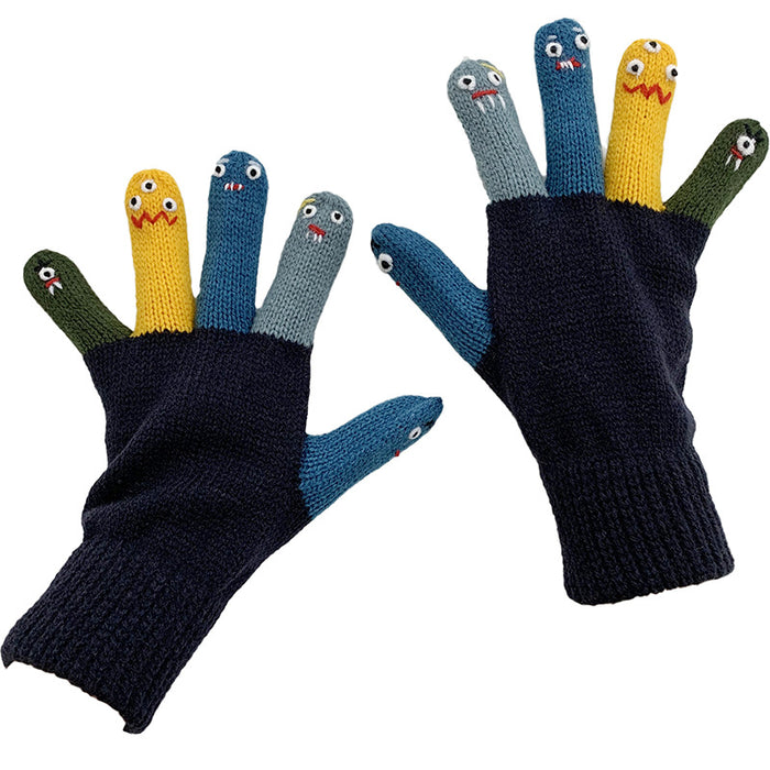 Wholesale Gloves Polyester Funny Expression Cartoon Five Fingers Warm JDC-GS-YuNuo005