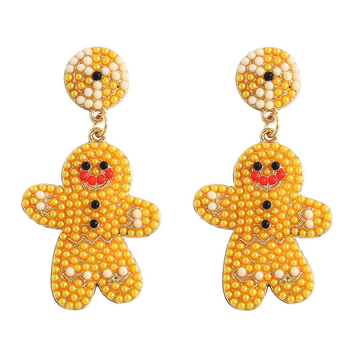Wholesale Earrings Alloy Rice Beads Inlaid Love Bear Halloween Cartoon MOQ≥2 JDC-ES-SHIYU003