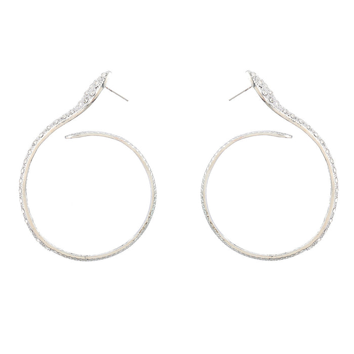 Wholesale Exaggerated Round Alloy Diamond Snake Earrings JDC-ES-JL1018