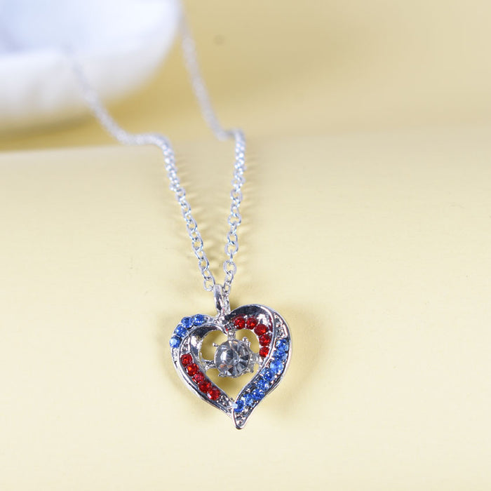 Wholesale 4th of July Independence Day Heart Shaped Fancy Diamond Alloy Necklace JDC-NE-HuaiL001