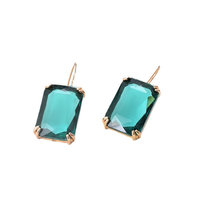 Wholesale Color Square Rhinestone Stud Earrings Women Geometric Fashion JDC-ES-Chenrui016