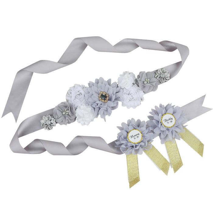 Wholesale Newborn Gala Party Flower Badge Waistband Chiffon JDC-WB-QiuN002