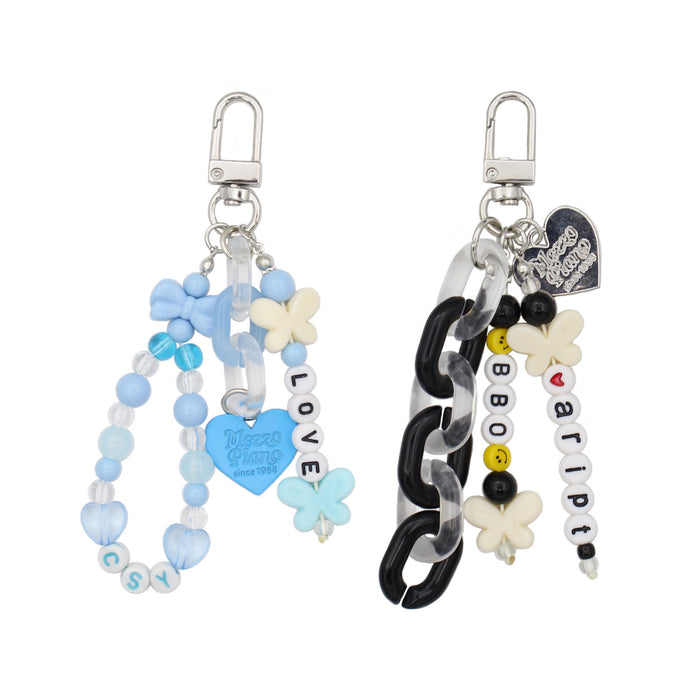 Wholesale Keychains Acrylic Mix and Match Beaded Alphabet Heart JDC-KC-YWJX001