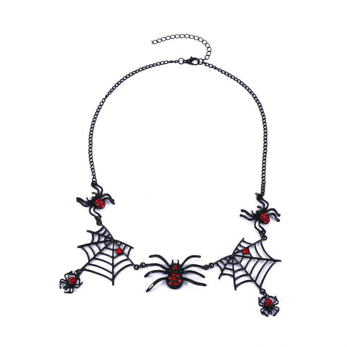 Collares al por mayor Aleación Halloween Black Spider Web Collar JDC-Ne-A117