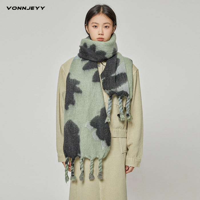 Wholesale Scarf Imitation Cashmere Winter Thickening Shawl Tassel Color Blocking JDC-SF-Zhongyi013