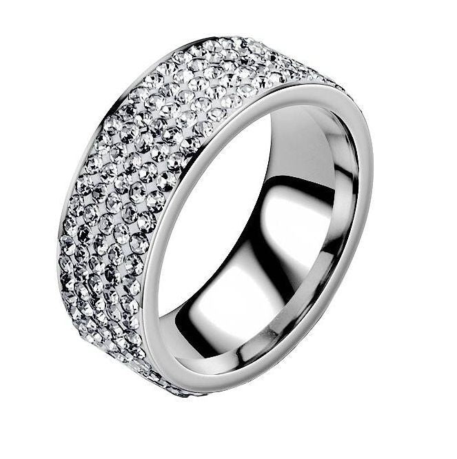 Wholesale Stainless Steel Diamond Gypsophila Rings MOQ≥2 JDC-RS-ChenX004