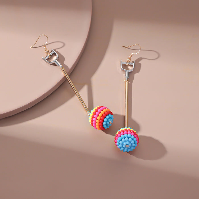 Wholesale Earrings Resin Plum Ball Long Earrings JDC-ES-GuTe025