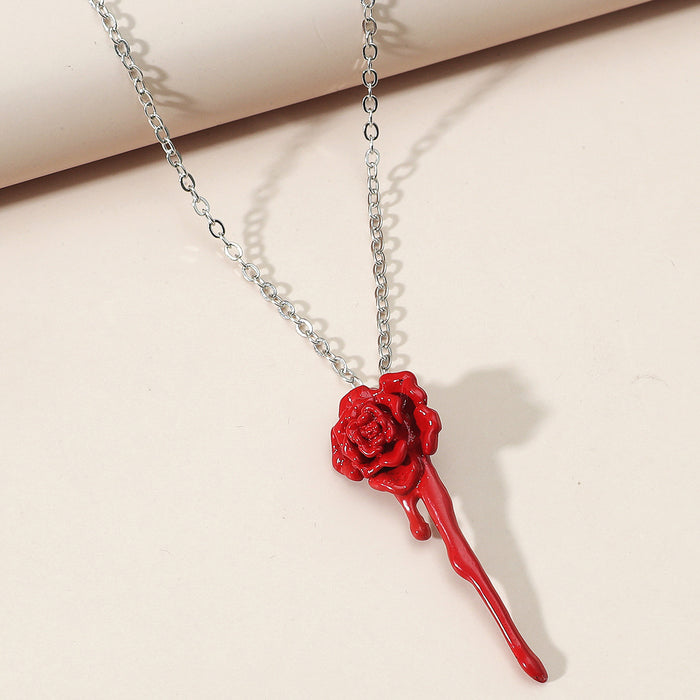 Wholesale Necklace Alloy Rose Pendant Clavicle Chain Clavicle Chain JDC-NE-D355