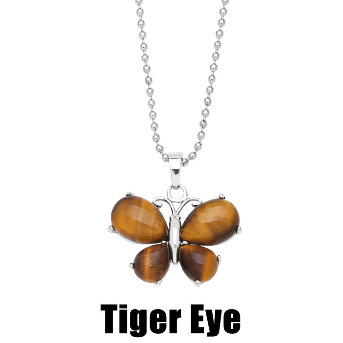 Wholesale Crystal Agate Butterfly Necklace Copper JDC-NE-AS309