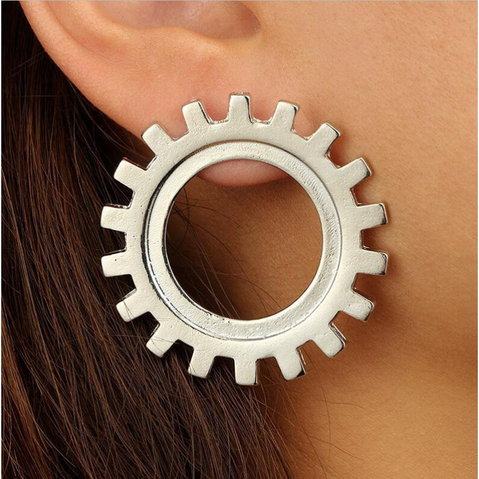 Wholesale Earrings Alloy Gear Single Electroplating Round MQO≥2 JDC-ES-lingg025