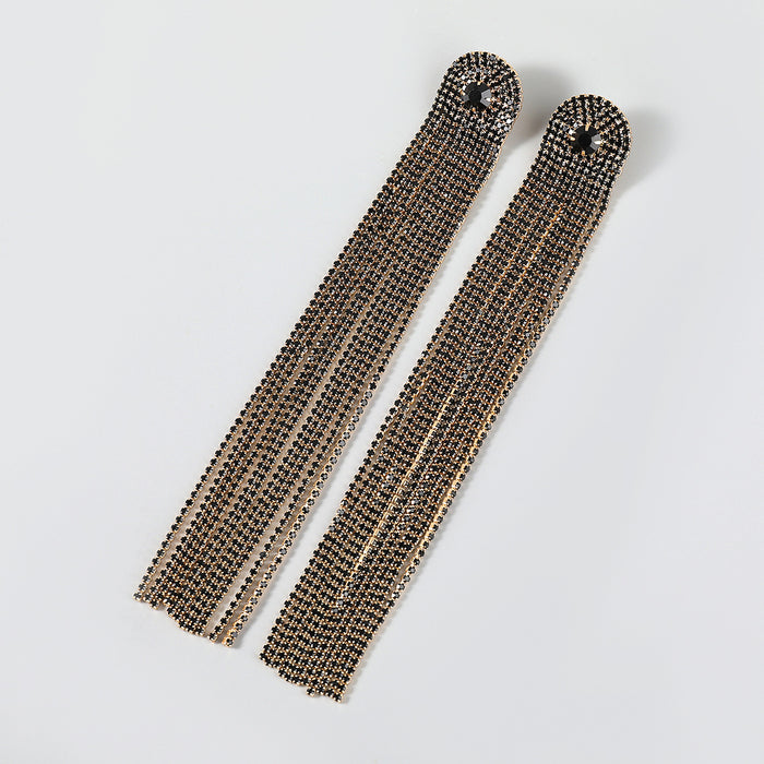 Wholesale Long Tassel Earrings Alloy Rhinestones JDC-ES-JL1092