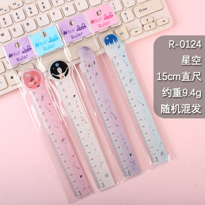 Wholesale Ruler Plastic 15cm Transparent Cute Starry Sky MOQ≥2 JDC-RR-LGT003