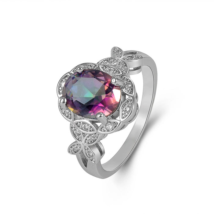 Wholesale Ring Zircon Inlaid Colorful Bow Full Diamond Zircon Jewelry JDC-RS-XGS001
