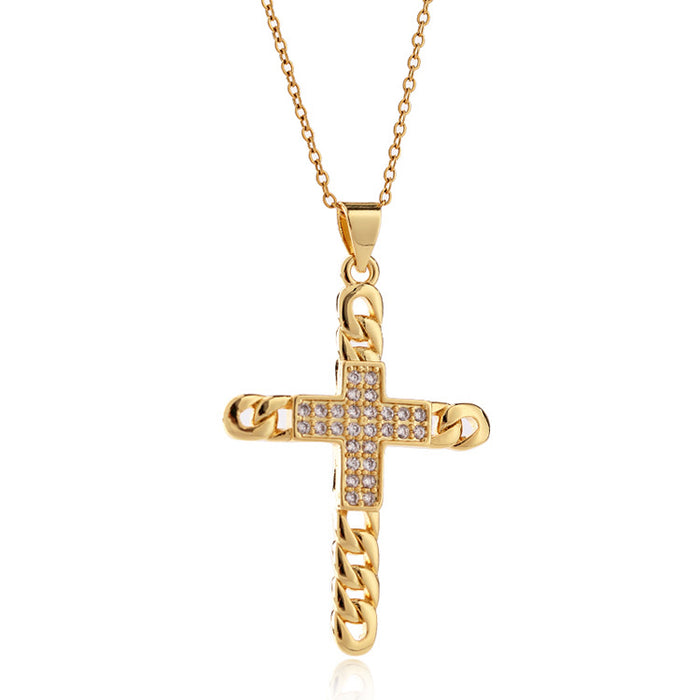 Wholesale Necklaces Titanium Steel Gold Butterfly Cross MOQ≥2 JDC-NE-ShangY026