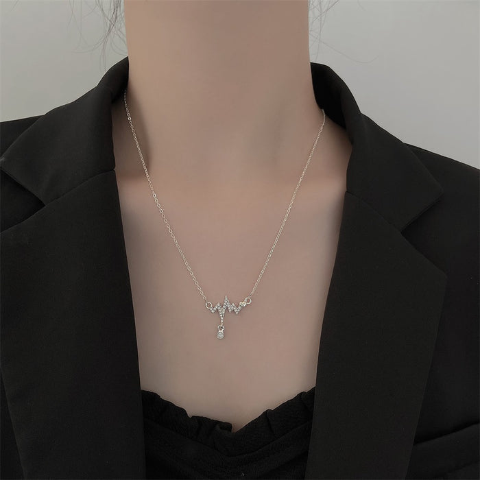 Wholesale Necklaces Alloy Rhinestone Shiny Heartbeat JDC-NE-KAN011