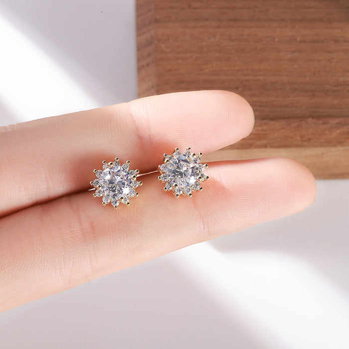 Wholesale full diamond micro-set zircon small and exquisite earrings JDC-ES-lianxin007