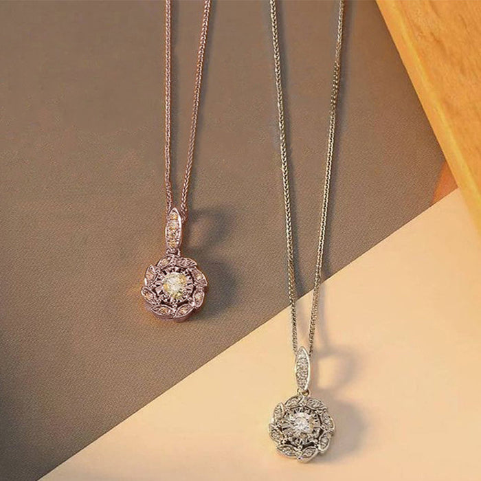 Wholesale Flower Zircon Necklace long necklace MOQ≥2 JDC-NE-CaoS044