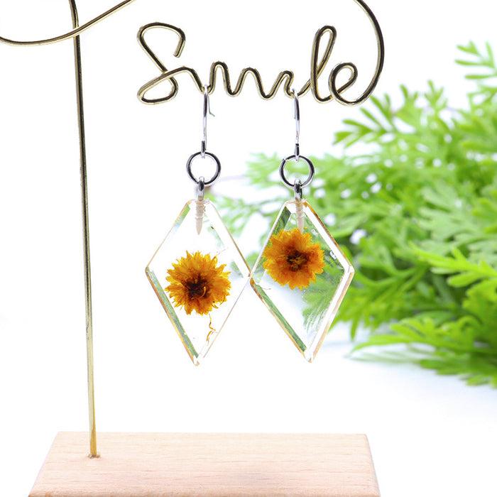 Wholesale dried plant flower pendant earrings small daisy JDC-ES-Songx031