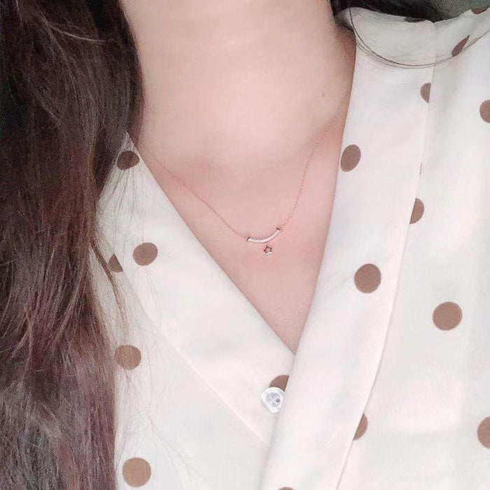 Wholesale necklace simple arc smiley necklace MOQ≥2 JDC-NE-CaoS038