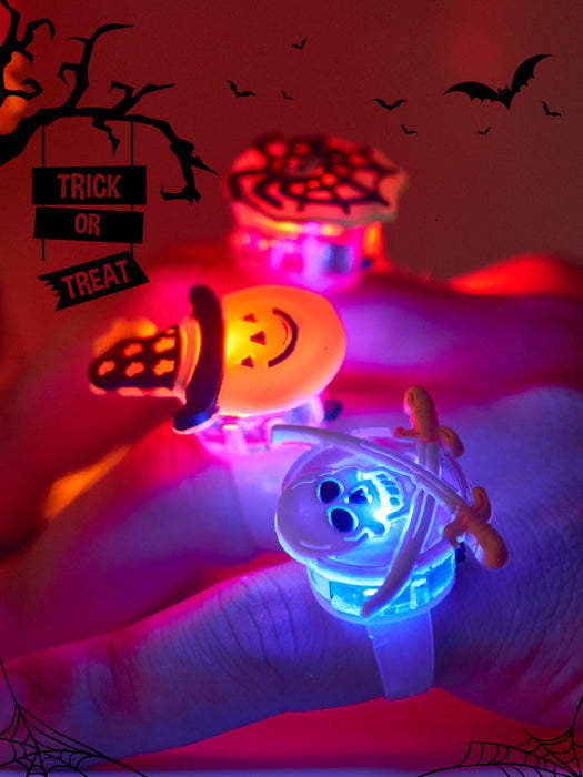 Wholesale Ring Plastic/Plastic Halloween Can Glow Random JDC-RS-TaoK001