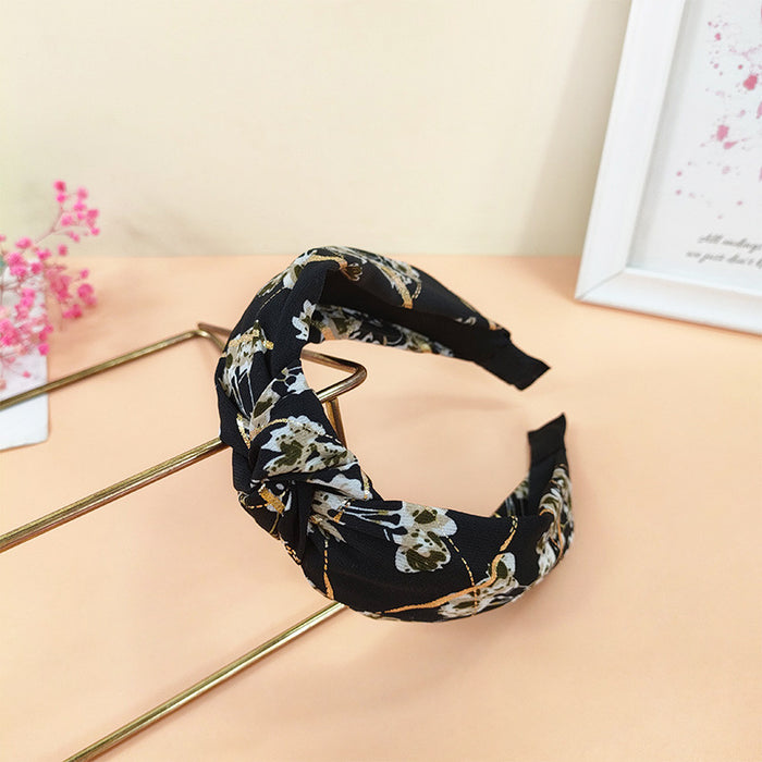 Wholesale cloth bronzing floral knotted headband MOQ≥2 JDC-HD-O121