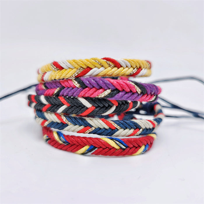 Wholesale boho ethnic friendship bracelet handmade cotton and linen weaving chevron bracelet MOQ≥10 JDC-BT-ShanXi001