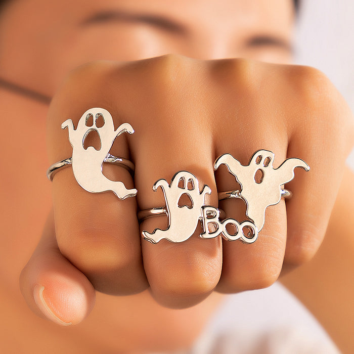 Wholesale Rings Alloy Halloween Funny Ghost Three Piece JDC-RS-C005
