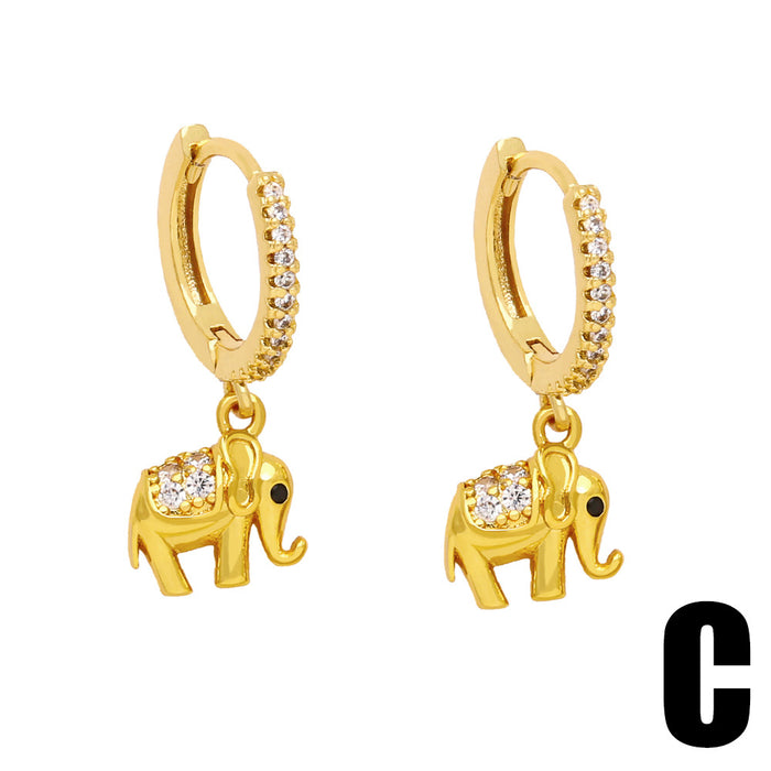 Wholesale Animal Earrings Small Elephant Earrings Copper JDC-ES-AS113