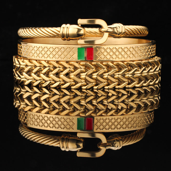 Braceletas para hombres al por mayor de acero inoxidable Combinación de pulsera de letra romana JDC-BT-BLU003