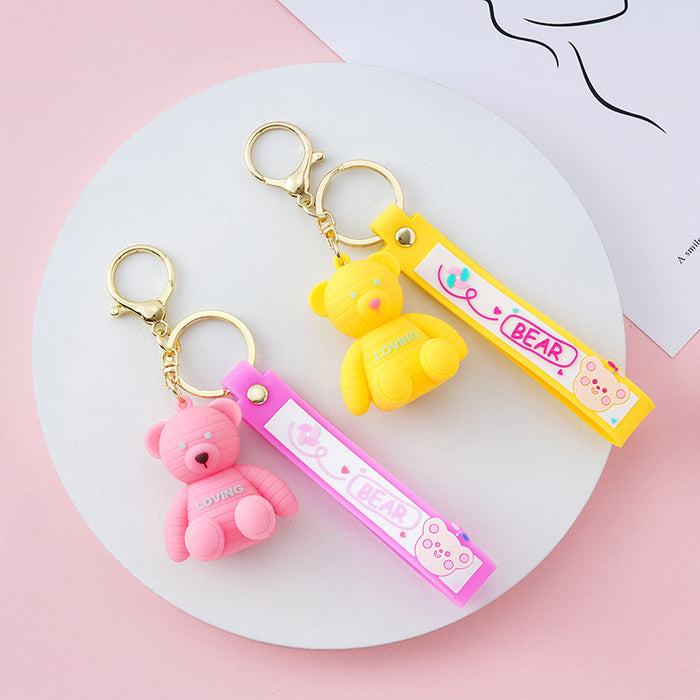 Wholesale Keychains For Backpacks PVC Bear Keychain Love Bear Cute Girl Heart MOQ≥2 JDC-KC-YY030