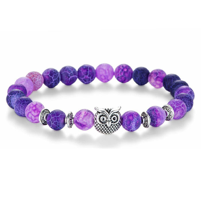 Wholesale Purple Striped Agate Bracelet Owl Bracelet JDC-BT-DuoY003