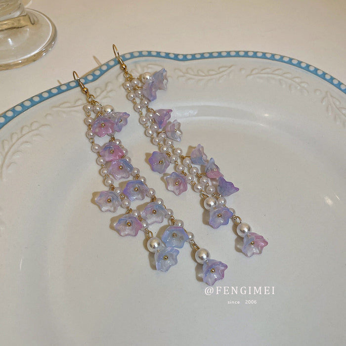 Jewelry WholesaleWholesale Purple Petunia Pearl Alloy Acrylic Earrings JDC-ES-Fengm069 Earrings 丰美 %variant_option1% %variant_option2% %variant_option3%  Factory Price JoyasDeChina Joyas De China