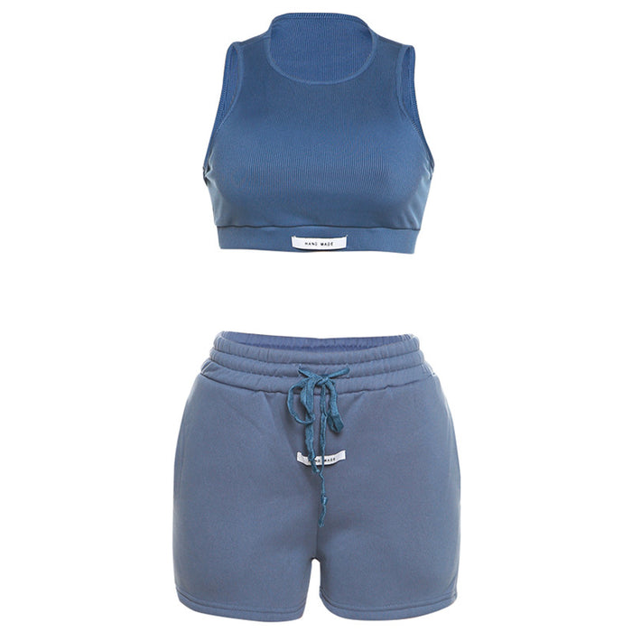 Wholesale Solid Color Slim Fit Sleeveless Crop Vest Loose Straight Fit JDC-SW-SEX002
