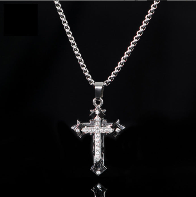Wholesale Necklaces Zinc Alloy Titanium Steel Diamond Cross JDC-NE-Zis008