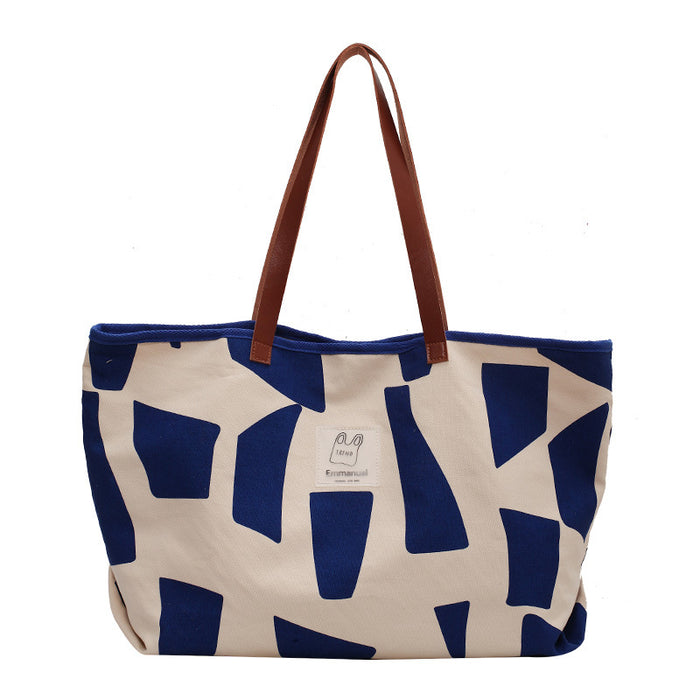 Wholesale Handbag Canvas Plaid Large Capacity Shopping Bag JDC-HB-Zhibei001