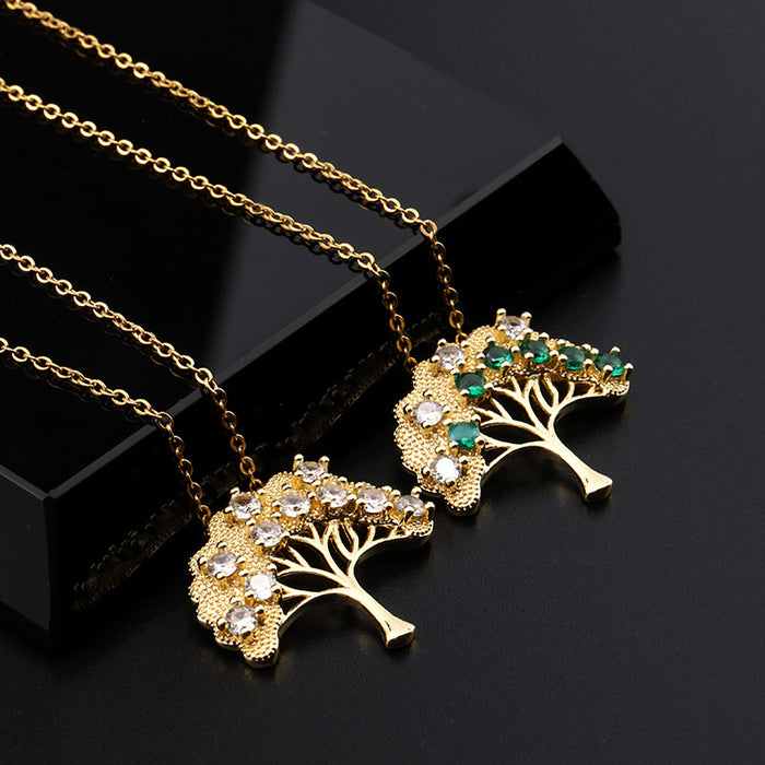 Wholesale Necklaces Copper Zircon Tree of Life MOQ≥2 JDC-NE-ShangY019