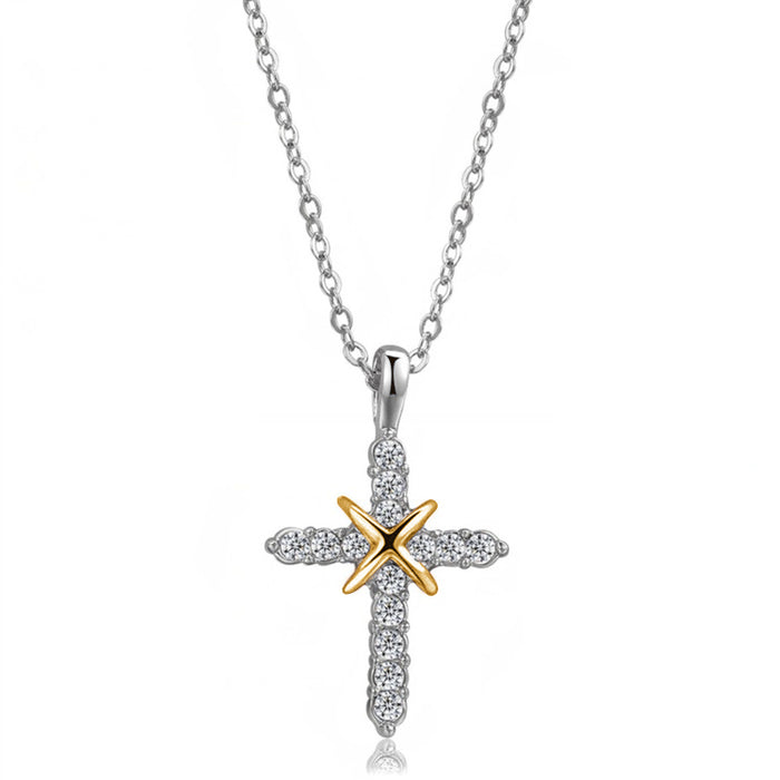 Wholesale Full Zircon Cross Cross Pendant Necklace JDC-NE-XunO063