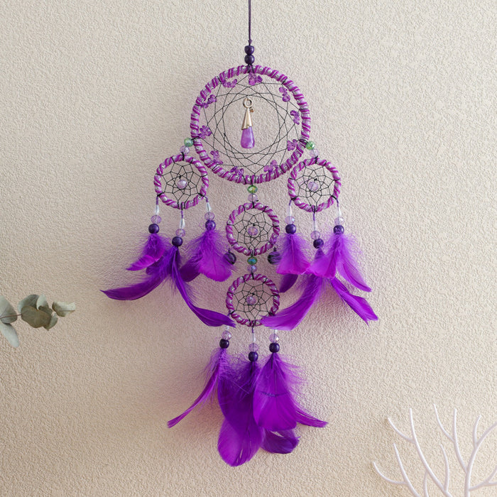 Wholesale Feather Shape Gothic Ornament Ornament Handmade Ring Dreamcatcher MOQ≥2 JDC-DC-ZH015