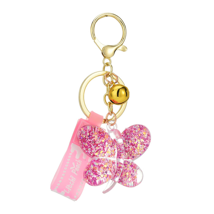 Wholesale Creative Jelly Sequin Butterfly Keychain JDC-KC-YPin004