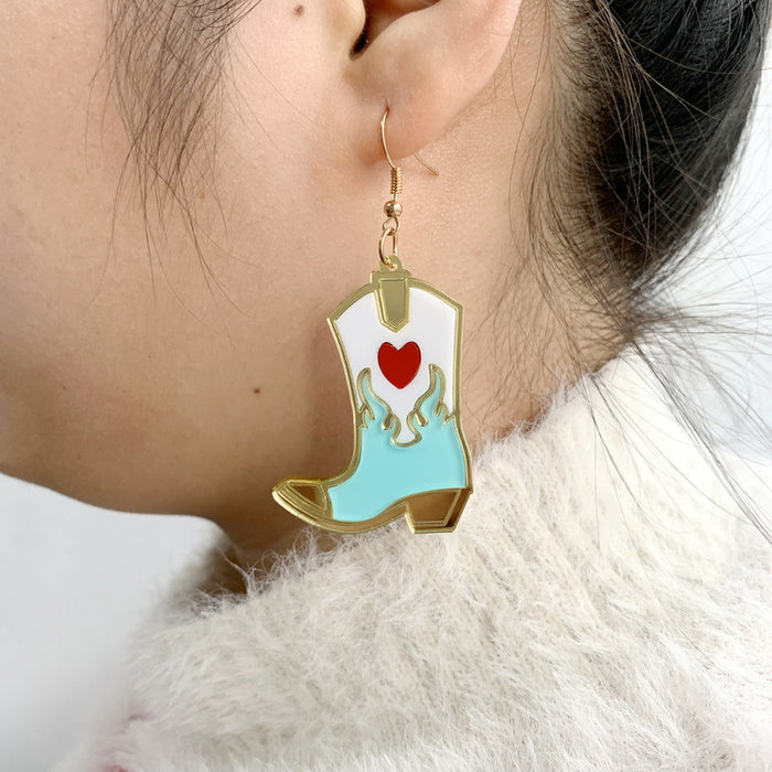 Wholesale Earrings Acrylic Love Boots MOQ≥2 JDC-ES-XUEP053